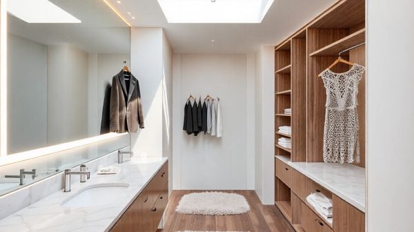 10 idées créatives pour intégrer un dressing dans votre salle de bain
